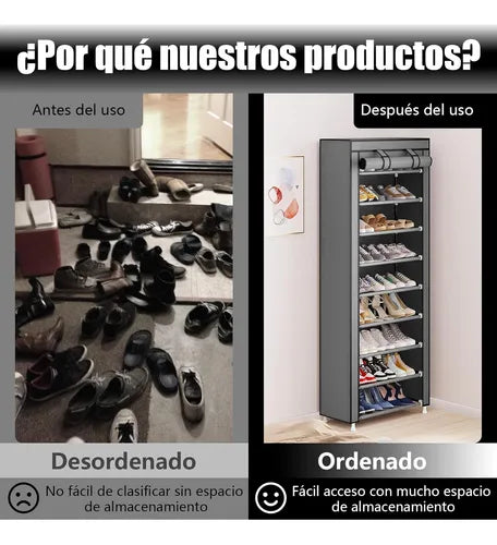 Zapatera Organizador - 10 Niveles, Vertical