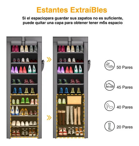 Zapatera Organizador - 10 Niveles, Vertical