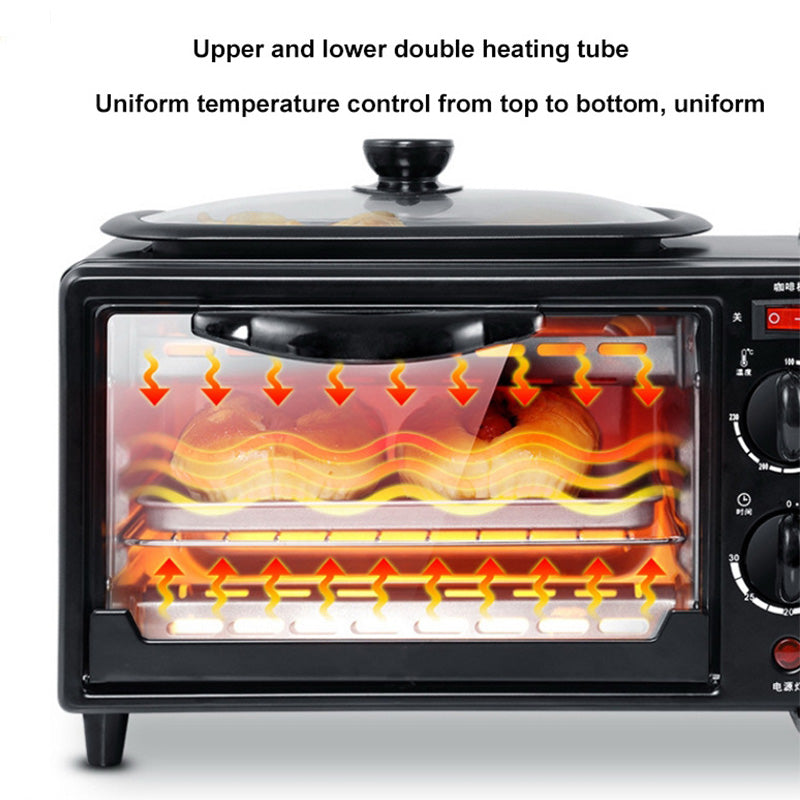 Horno 3 En 1 - Horno Eléctrico, Cafetera y Plancha